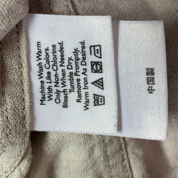 Eddie Bauer Jacket Women XL Safari Beige 100% Linen Button Up Trucker Pockets - Picture 5 of 9